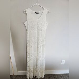 Sharagano Cream Crochet Maxi Dress - Sleeveless Knit
